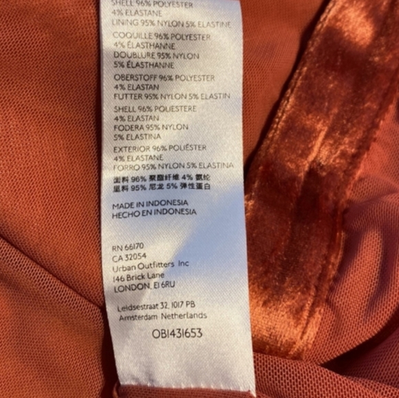 Free People Shayla Burnt Orange Velvet Mini Dress Terracotta Size Small NWT - Picture 13 of 16